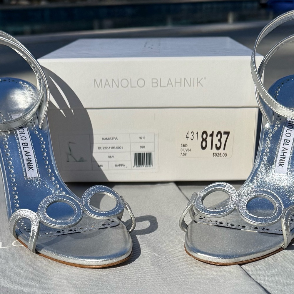 Manolo Blahnik Metallic Silver Heels - Picture 16 of 16